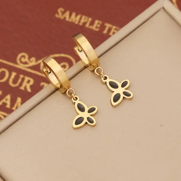 Wholesale 1 Pair Fashion Star Heart Shape Butterfly Stainless Steel Enamel Drop Earrings