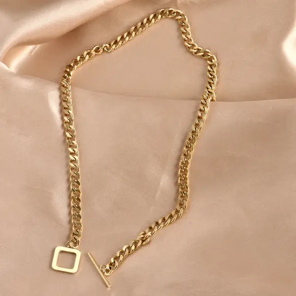 Wholesale PVD Coated 18K Gold Plated Geometric 304 Stainless Steel Hip-Hop Waterproof Non Tarnish 304 Stainless Steel Necklace