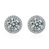 Wholesale 1 Pair Copper Imitation Moissanite Moissanite Earrings Round Ear Studs