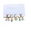 Copper 14K Gold Plated Cute Commute Inlay Pentagram Butterfly Bird Zircon Drop Earrings