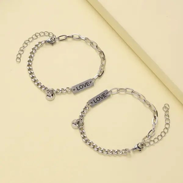 Wholesale 1 Pair Fashion Letter Stainless Steel Handmade Bracelets