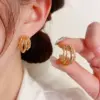 Wholesale 1 Pair Glam C Shape Plating Copper Gold Plated Ear Studs