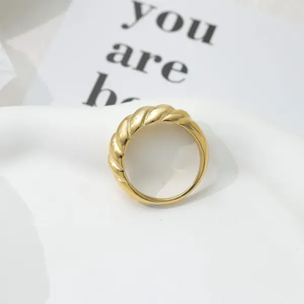 Wholesale Jewelry Retro Stripe Solid Color 304 Stainless Steel Gold Plated Plating Rings