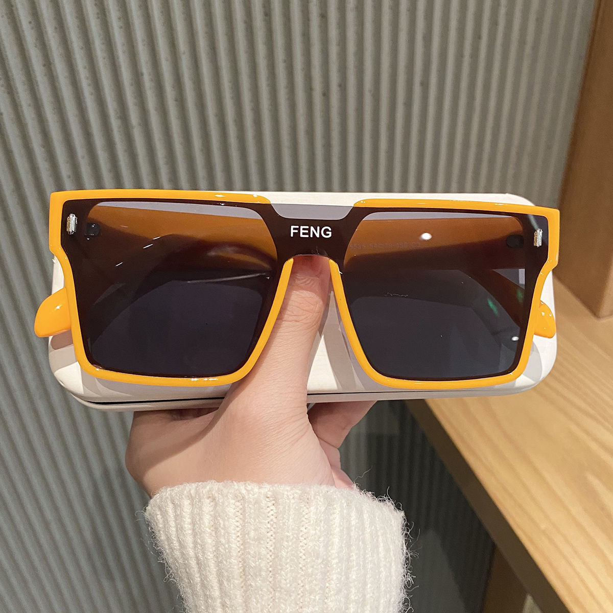 Wholesale Jingwei New Style Simple Square Sunglasses Women's Trendy Hip-Hop Internet Celebrity Glasses Personalized Conjoined Outdoor Sunscreen Sungla