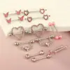 Wholesale 1 Pair 316L Stainless Steel Copper Zircon Nipple Rings & Studs Heart Shape Flower Butterfly Waterproof Non Tarnish Surgical Steel Nipple Rings & Studs
