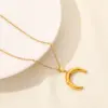 Wholesale PVD Coated Real Gold Plated Star Moon 304 Stainless Steel IG Style Simple Style Waterproof Non Tarnish 304 Stainless Steel Pendant Necklace