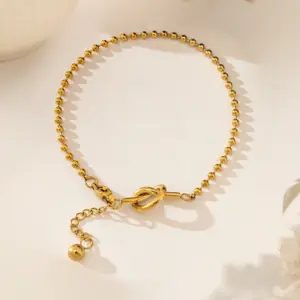 【XKB2236】 Knot Bead Bracelet / Gold