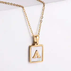 PVD Coated 18K Gold Plated Letter 304 Stainless Steel Simple Style Waterproof Non Tarnish 304 Stainless Steel Pendant Necklace