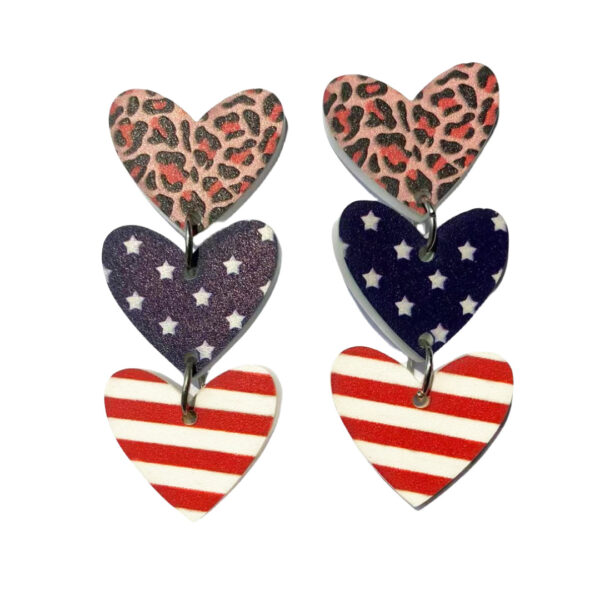 Wholesale Cross-border European and American Independence Day Acrylic Earrings US Flag Love Five-pointed Star Striped Leopard Print Earrings