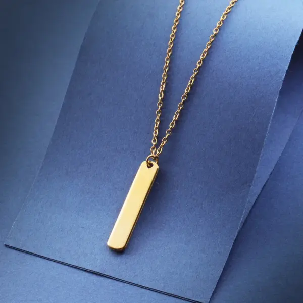 Wholesale 304 Stainless Steel Geometric Customization Laser Engraving PVD Coated 18K Real Gold Plated Simple Style Roman Style Commute Waterproof Non Tarnish Rose Gold Gold Silver Pendant Necklace