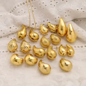 304 Stainless Steel Water oplets PVD Coated 18K Gold Real Gold Plated Retro Roman Style Waterproof Non Tarnish Plating Ear Studs