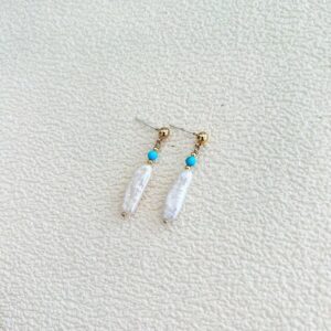 Golden natural Baroque turquoise stud earrings