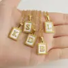 Fashion Letter Titanium Steel Inlay Shell Pendant Necklace 1 Piece