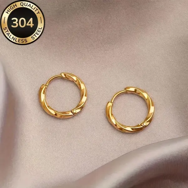 Wholesale Gold Plated Stainless Steel Hoop Earrings Hypoallergenic Comfortable Simple Elegant High Quality Fashionable Women's Earrings
