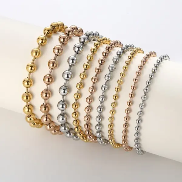 Wholesale PVD Coated 18K Gold Plated Round Stainless Steel Simple Style Waterproof Non Tarnish Bracelets