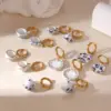 Wholesale Ion Plating (IP) 18K Gold Plated Cup Plate Teapot 304 Stainless Steel Ceramics Elegant Classical Waterproof Non Tarnish Drop Earrings