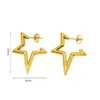 Wholesale 18K Gold Plated 316 Stainless Steel PVD Coated Titanium Steel C Shape Star Waterproof Non Tarnish Elegant Modern Style Drop Earrings For Women's