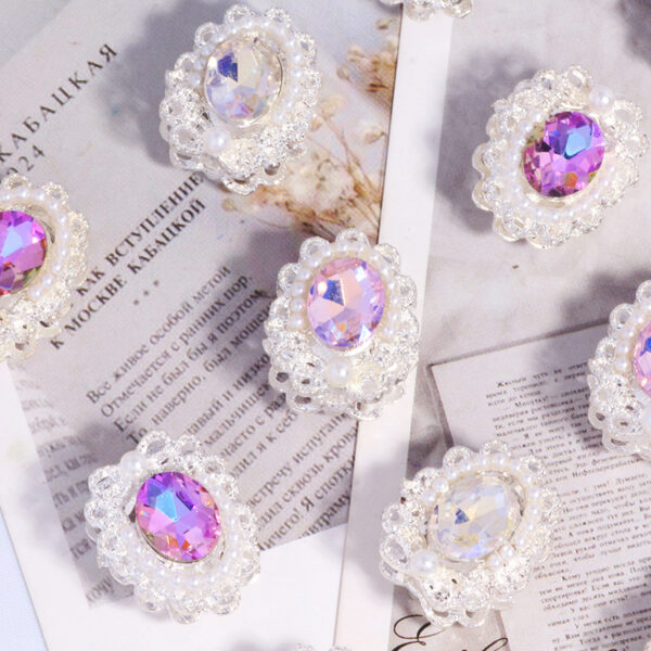 Wholesale Double-sided alloy rhinestone gem straight hole loose beads beaded DIY mobile phone chain key chain bag chain jewelry accessories