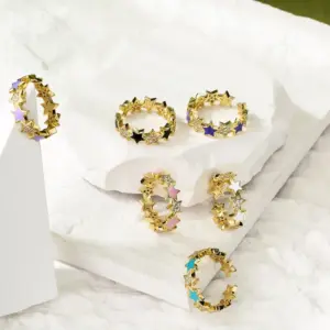 Wholesale Copper Stoving Varnish Star Zircon Copper Rings