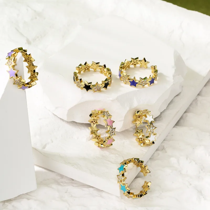 Wholesale Copper Stoving Varnish Star Zircon Copper Rings