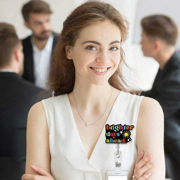 oly-cde6ab149d639f0595bc2b8c893a050c Wholesale Acrylic Sunflower English Inspirational Retractable Rotating Badge Reel Doctor Nurse ID Buckle Easy Pull-up Buckle