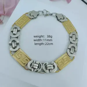 Steel Gold Bracelet 11mm*22cm / Stainless Steel S.STEEL