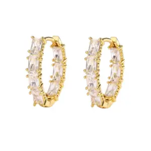 Gold T Square Diamond 1 Pair