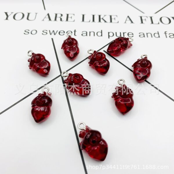 Wholesale Natural Imitation Crystal Heart Carving Decorations Pendant Earrings