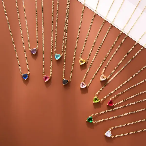 Wholesale Ion Plating (IP) 18K Gold Plated Heart Shape 304 Stainless Steel Sweet Simple Style Commute Waterproof Non Tarnish 304 Stainless Steel Necklace