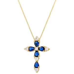 Gold Blue Diamond Necklace