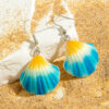 Wholesale Cross-Border New Bohemian Resin Shell Starfish Earrings Summer Vacation Style Ocean Series Earrings for Women