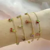 Copper Cable Chain Inlaid Zircon Ft Artificial Gemstones Bracelets
