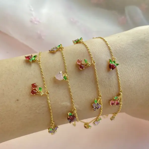 Copper Cable Chain Inlaid Zircon Ft Artificial Gemstones Bracelets