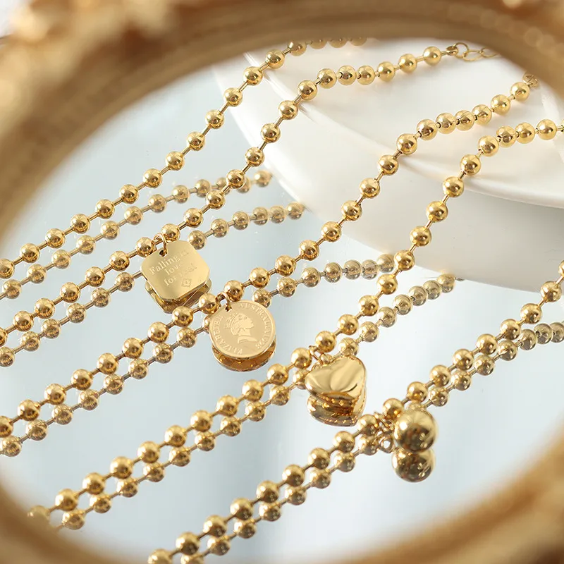 Wholesale PVD Coated Real Gold Plated 18K Gold Geometric 304 Stainless Steel Fashion Waterproof Non Tarnish 304 Stainless Steel Bracelets