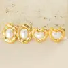 Wholesale 1 Piece Simple Style Classic Style Square Oval Heart Shape Plating Inlay 304 Stainless Steel Artificial Pearls 18K Gold Plated Ear Studs