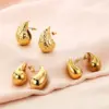 304 Stainless Steel Solid Color PVD Coated 18K Real Gold Plated Basic Waterproof Non Tarnish Ear Studs