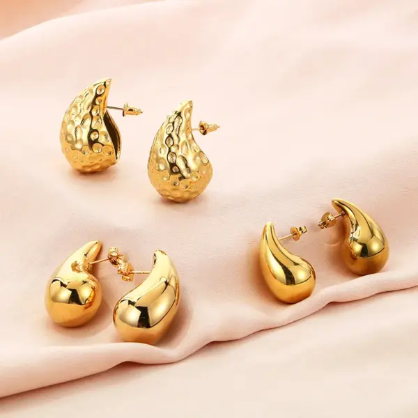 304 Stainless Steel Solid Color PVD Coated 18K Real Gold Plated Basic Waterproof Non Tarnish Ear Studs