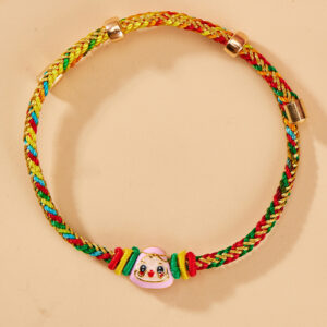 Gold silk color thread single pink rice dumplings baby bracelet