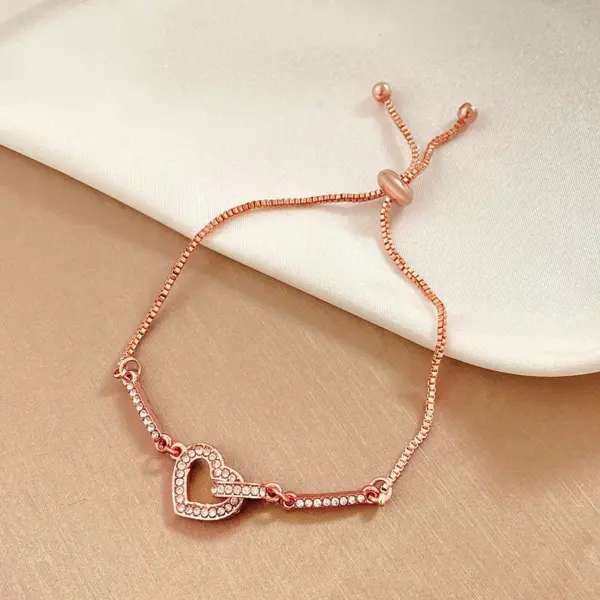Glam Heart Shape Metal Plating Artificial Pearls Rhinestones Women's Bracelets