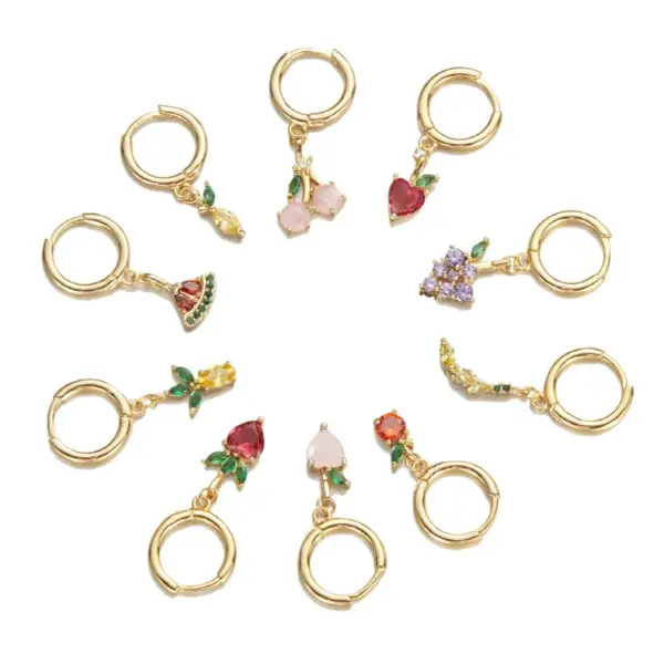 Wholesale Fruit Copper Artificial Gemstones Earrings