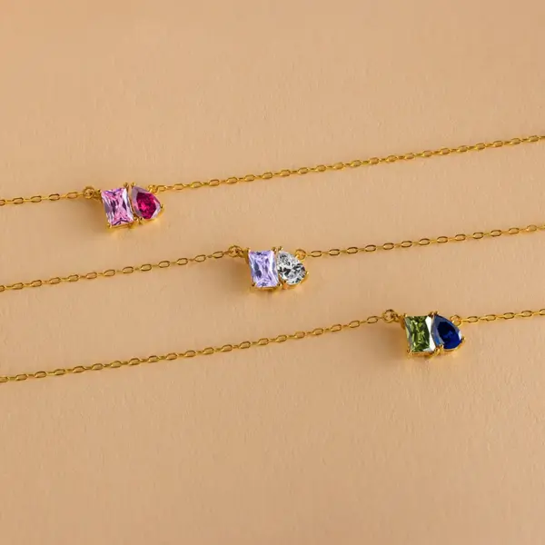 Wholesale 304 Stainless Steel Geometric PVD Coated Birthstone 14K Real Gold Plated IG Style Elegant Waterproof Non Tarnish Plating Cable Chain Lobster Trigger Clasp Closure Pendant Necklace