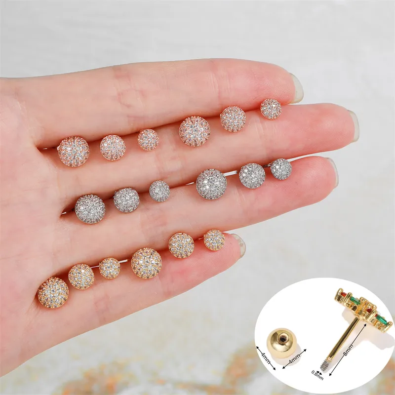 Wholesale Ear Cartilage Rings & Studs Geometric Brass Gem