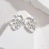 Wholesale 304 Stainless Steel Leaf PVD Coated Stone-Free 18K Real Gold Plated 18K Gold Elegant Waterproof Non Tarnish Hollow Out Gold Silver Earrings