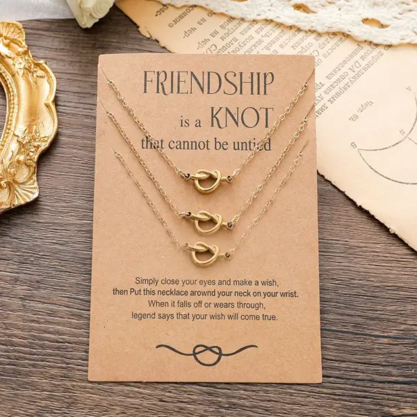 Wholesale New Knot Card Necklace Stainless Steel Fine Throwing 18k Real Gold Knotted Pendant Clavicle Chain