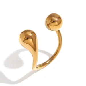 Double Water Dripper Open Ring-Gold