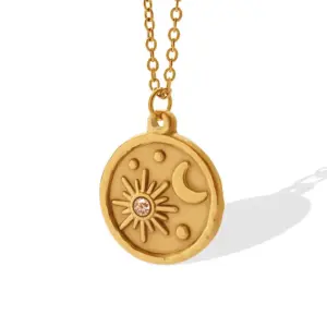 Wholesale PVD Coated Real Gold Plated Star Titanium Steel Fashion Waterproof Non Tarnish Pendant Necklace