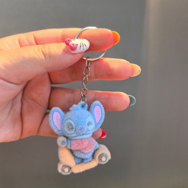 Wholesale Cartoon Stitch Keychain Pendant Three-Dimensional Flocking Bear Doll Car Keychain Bag Pendant Small Gift