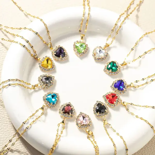 Wholesale Jewelry Simple Style Classic Style Heart Shape Copper Rhinestones K Gold Plated Vacuum Plating Inlay Stupid Chain Pendant Necklace