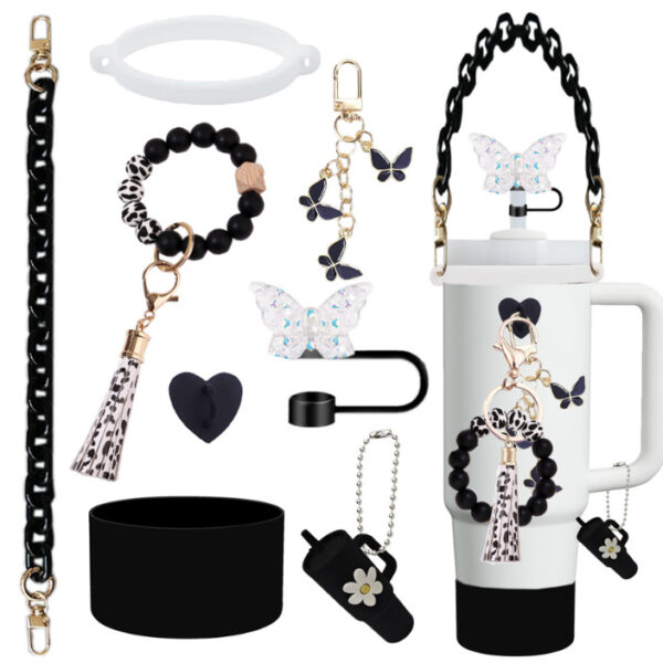 Wholesale Pendant Bracelet Keychain Resin Butterfly Straw Dust Cover
