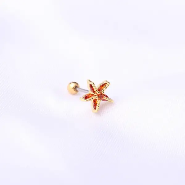 Copper Artificial Gemstones Ear Cartilage Rings & Studs Geometric Waterproof Non Tarnish Surgical Steel